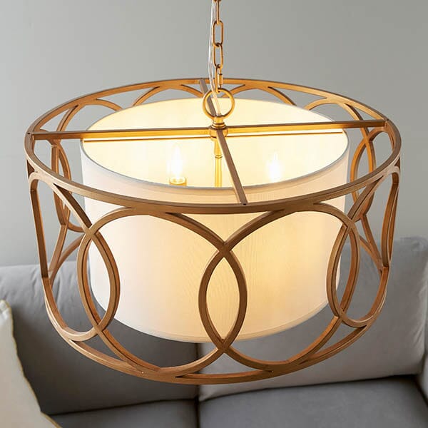 Acadia Gold Pendant Ceiling Light with White Shade