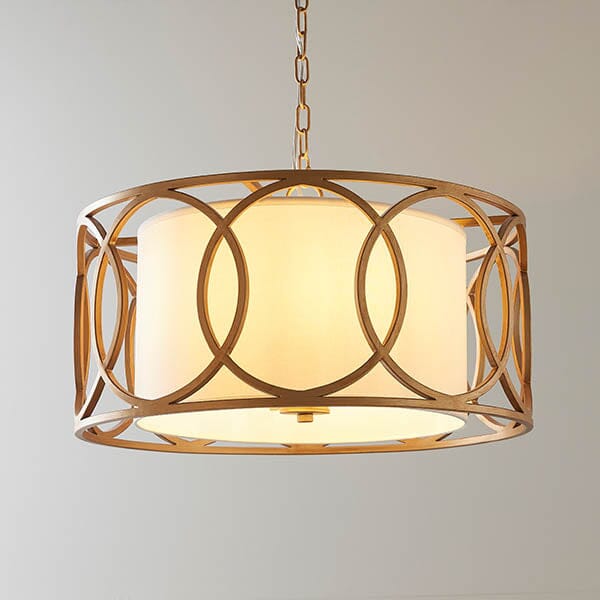 Acadia Gold Pendant Ceiling Light with White Shade