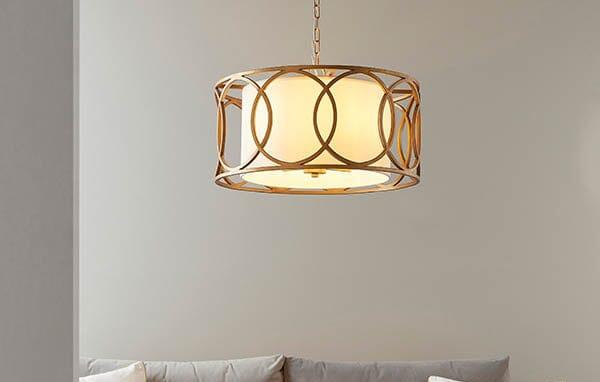 Acadia Gold Pendant Ceiling Light with White Shade